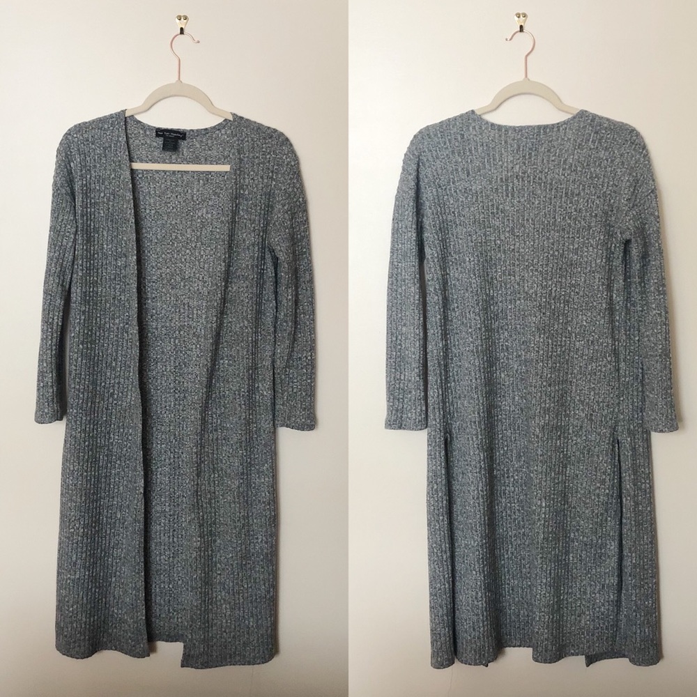 [See You Monday] Long Gray Open Front Cardigan